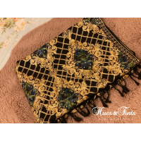 Gorgeous black and gold embroidered kashmiri shawl