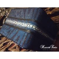 Authentic dyed navy/black tiger stripe, men's luxury stingray skin wallet