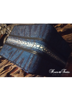 Authentic dyed navy/black tiger stripe, men's luxury stingray skin wallet