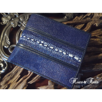 Authentic dyed navy men's luxury stingray skin wallet