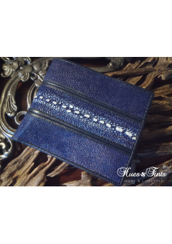 Authentic dyed navy men's luxury stingray skin wallet