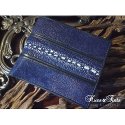 Authentic dyed navy men's luxury stingray skin wallet